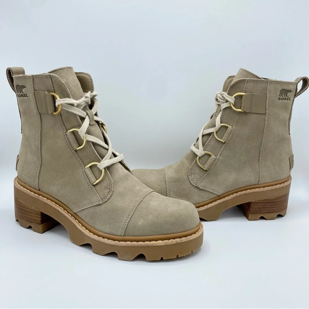 Sorel Omega Taupe Gum 2 Joan Now Lace-Up Boot Size 10
